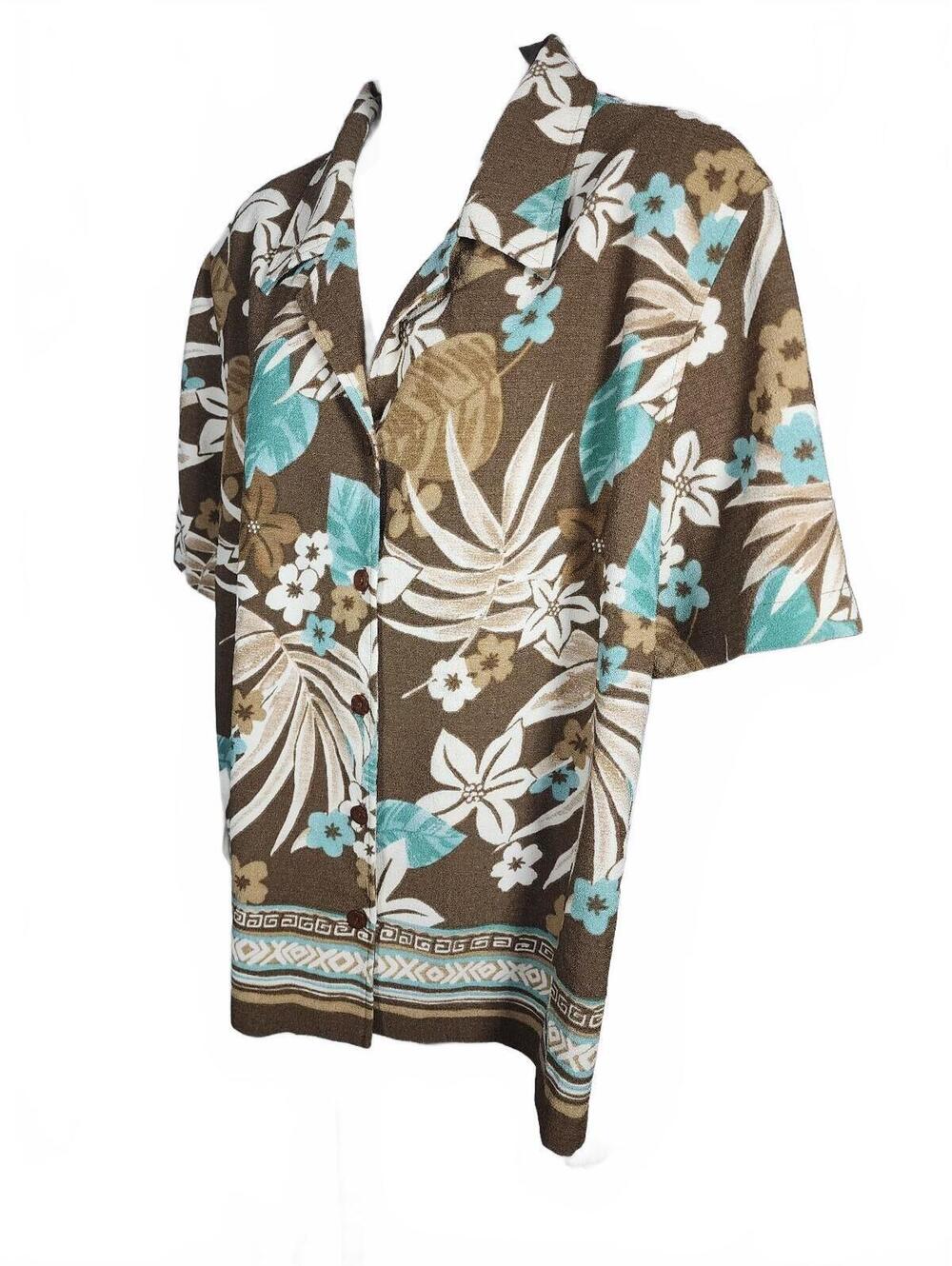 Alfred Dunner Woman 22W Brown Floral Button-Up Blouse
